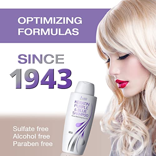 Vitamins Keratin Purple Toning Shampoo - Violet Blue Brassiness Toner For Bleached Icy Blonde Platinum Silver White Grey Ash Gray Or Colored Dry Damaged Brassy Hair #TOP5