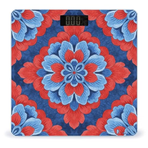 Báscula digital Oxford Blue Red Floral Flowers 180kg