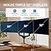 HUANUO Triple Monitor Mount for 17 to 32 inch Screens, Gas Springs Adjustment Triple Monitor Stand with Swivel, Tilt, Rotation, Clamp & Grommet Kit (Black)