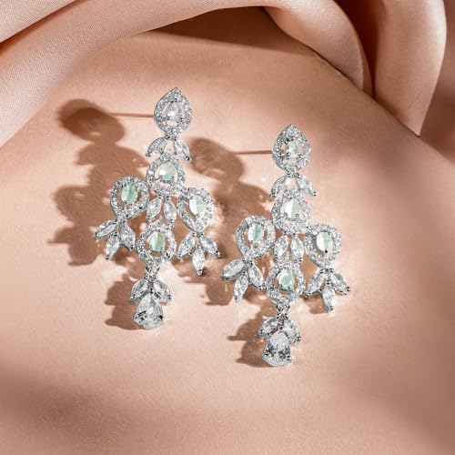 Image of Rubans Necklace Set American Diamond Zirconia Studded Traditional Jewellery Gift for Women & Girls