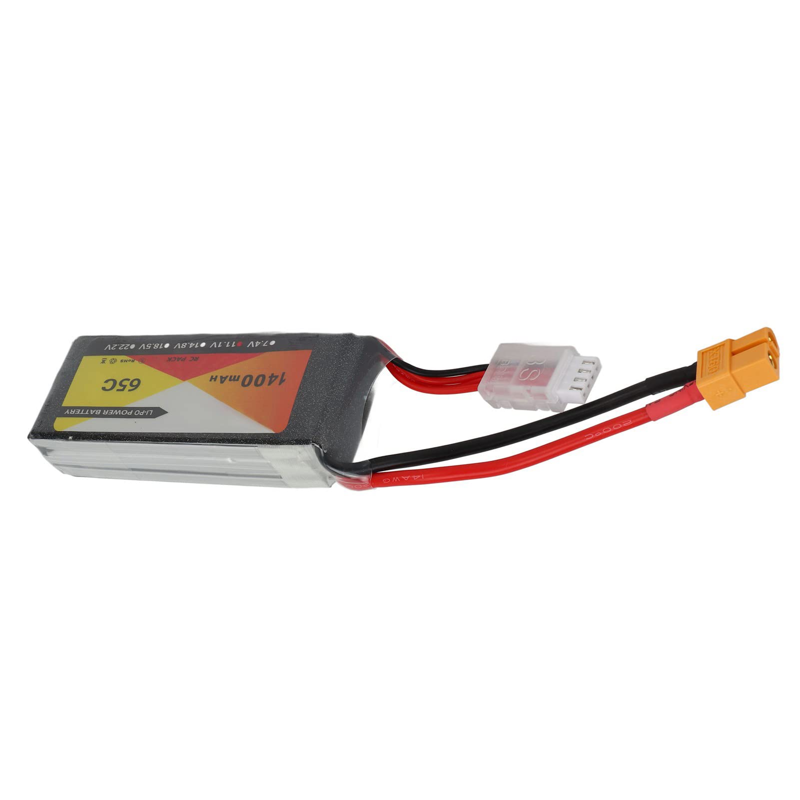Batería Lipo 3S 11.1V 1400mAh 65C Alta Descarga para RC Drone Quadcopter con Enchufe XT60, Energía Estable y Duradera, para Modelos de Hobby de Carreras