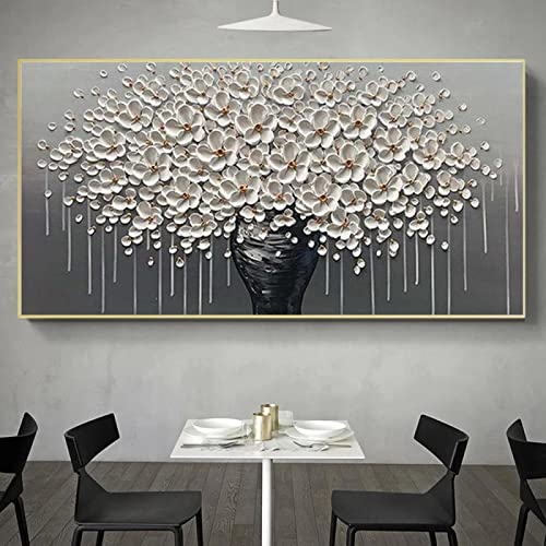 Toile de luxe arbre fleur or pour sublimer un grand mur vide de salon, tableau 90x180cm sans cadre