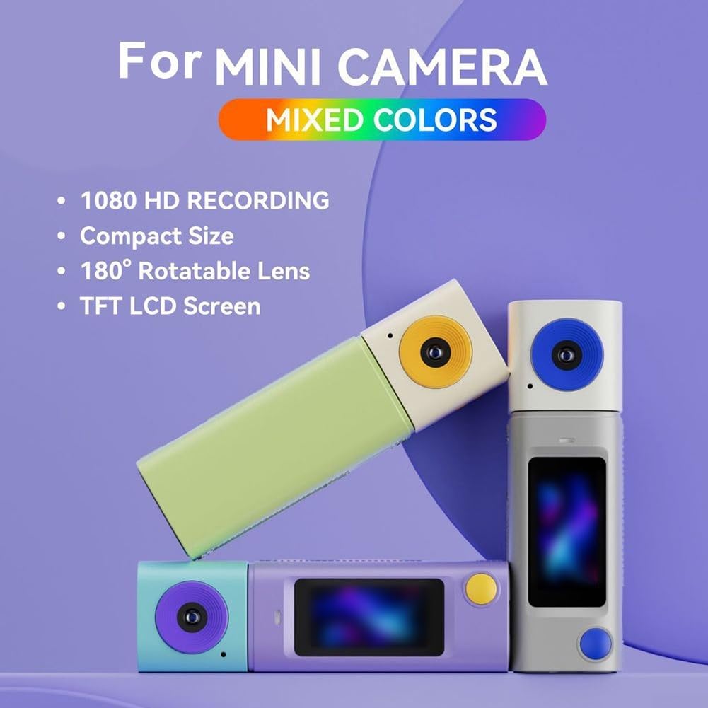 2K 1080HD per mini fotocamera portachiavi, action camera portatile con obiettivo rotante a 270°, regalo premuroso per ragazzi, ragazze, adulti, principianti (grigio)