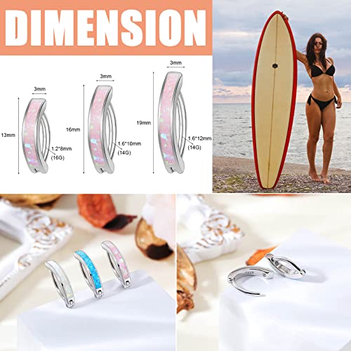 Zs 14G Clicker Belly Button Rings For Women, 925 Sterling Silver Opal Belly Barbell Piercing Reverse Curved Navel Barbell Body Jewelry (Pink,8Mm) #TOP1