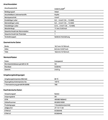 WAGO 221 Compact zacisk łączący z dźwigniami uruchamiającymi do wyboru zacisk 2/3/5-przewodowy (221-413, 75)