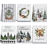 Huucozn 6 PCS Paños de Cocina Navideños 40x60cm, Pañuelos de Cocinas