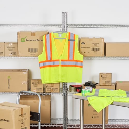Image of Restaurantware Reflective Safety Vest 20 Count 29.213 x 30.315 Inches High Visibility Multi-Pocket Zipper Front Safety Vest