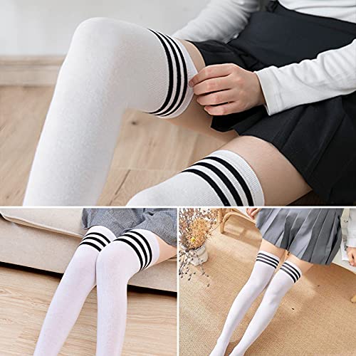 Image of DRESHOW Extra Long High Thigh Socks Striped Over Knee Thin Tights Long Stocking