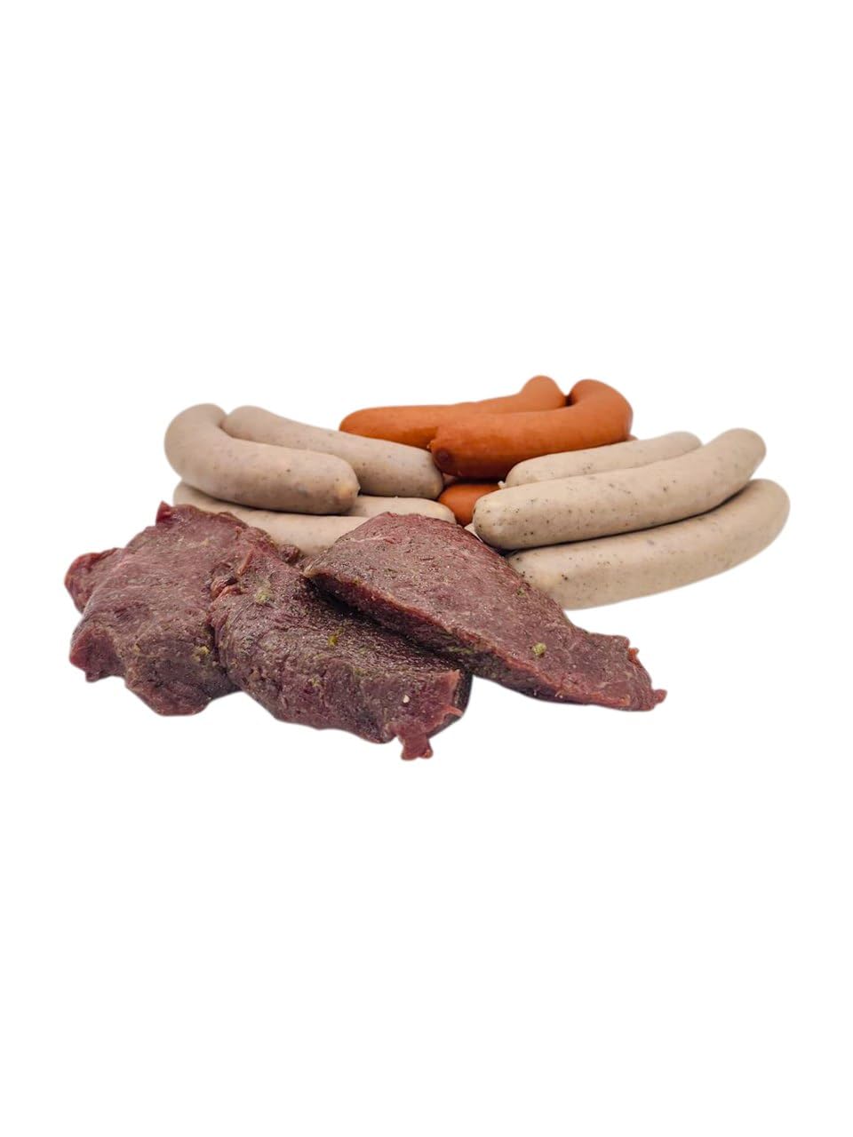 Grillfleisch Paket Rind mit Rindersteak Rumpsteak, Gourmet Bratwurst vom Gallowayrind, Rinder Käsewurst und Rindswurst Rindswockwurst, Grillpaket Fleisch und Wurst