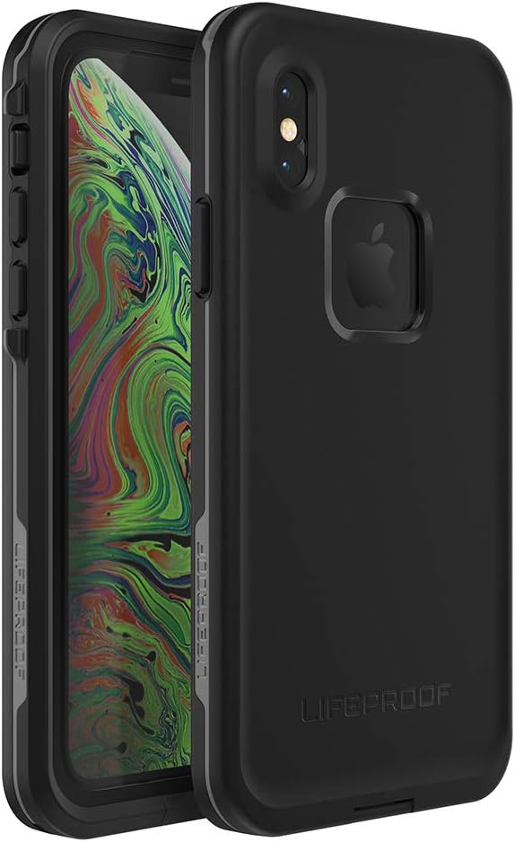iPhone Xs (ONLY), Not compatible with iPhone X FRÄ’ Series Case - ASPHALT (BLACK/DARK GREY), waterproof IP68, built-in screen protector, port cover protection, snaps to MagSafe