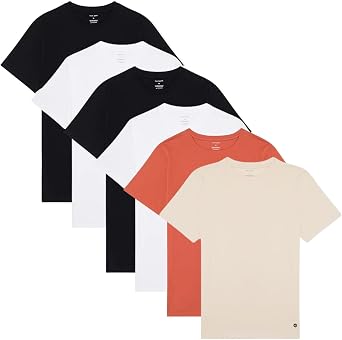 WP West Path Mens 100% Organic Cotton T-Shirt - Fair Trade Certified Shirts for Men - Mens Plain Color Cotton Tees 6 Pack