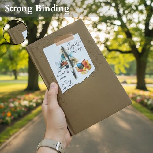 Image of TULMAN 2026 Diary Hardcover Design Everyday Notebooks (22x14 cm), Best for Study Planner, Personal Journal, Business Planning & Stationery Lovers - muted brown