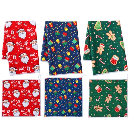 Paños de cocina de Navidad, árbol de Papá Noel, toallas de mano de Navidad de Papá Noel, para baño, granja, apartamento, restaurante, hotel, bar, cocina, horneado, secado y limpieza