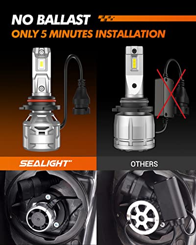 Sealight 9005/Hb3 9006/Hb4 Led Bulbs, 36000 Lumen 80W 6500K Cool White Led Lights High And Low Beam, 7 Years Lifespan X5 Upgrade Temperature Control And Adjustable Light Shape - Pack Of 4 #TOP6