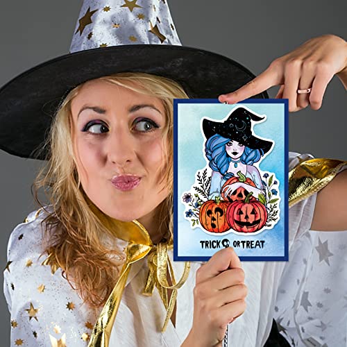 ORIGACH Halloween Witch Clear Stamps and Dies Set for Card Making Halloween Witchs Pumpkin Ghost Bat Silicone Stamps Cutting Dies for DIY Scrapbooking Craft Greeting Card Decor - Image 4