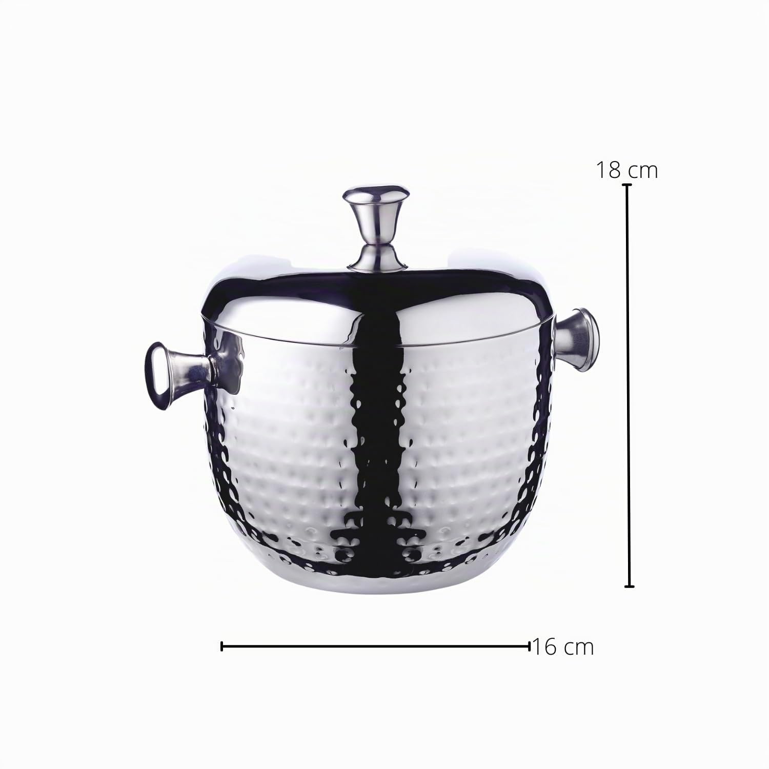 Rico - Cubo de hielo (18 cm de altura, con tapa, acero inoxidable pulido)