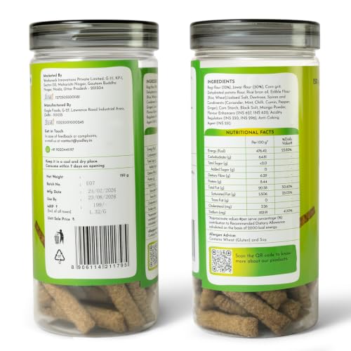Image of Yodley Millet Masala Munchies - Minty Pudina Flavour | Baked, Not Fried | No Maida, No Palm Oil | Zero Cholesterol | Zero Trans Fat & High In Fiber | Calcium & Iron Rich | Healthy Indian Snack - 150gm