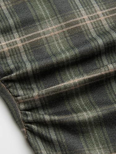 CIDER Plaid Midi Dress Ruched Scoop Neck Sleeveless Tartan Checks Casual Bodycon Dress2