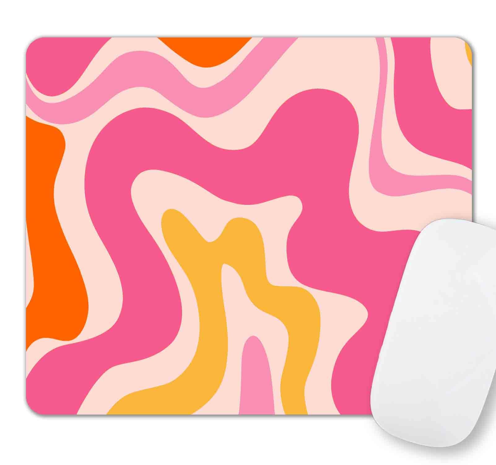 SXCKANG Small Mouse Pad, Rectangle Premium Texture Swirl Pattern Orange Computer Cute Mouse Pad Design, Women Mousepad Non-Slip Rubber Base for Office