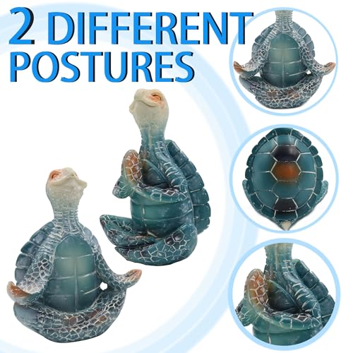Set de 2 estatuas de tortuga para meditación y decoración miniatura 2