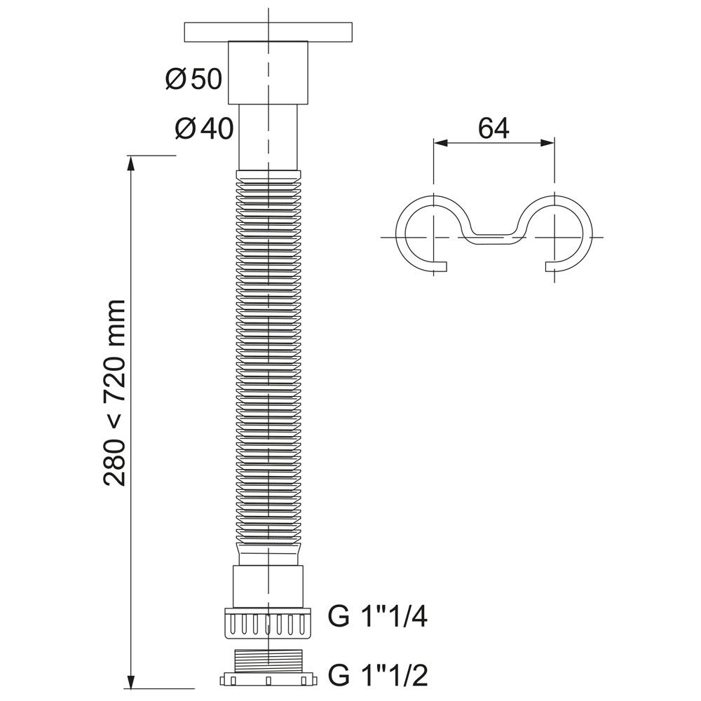 Wirquin 30722044 Siphon d'évier extensible ⌀40-50 mm, chromé