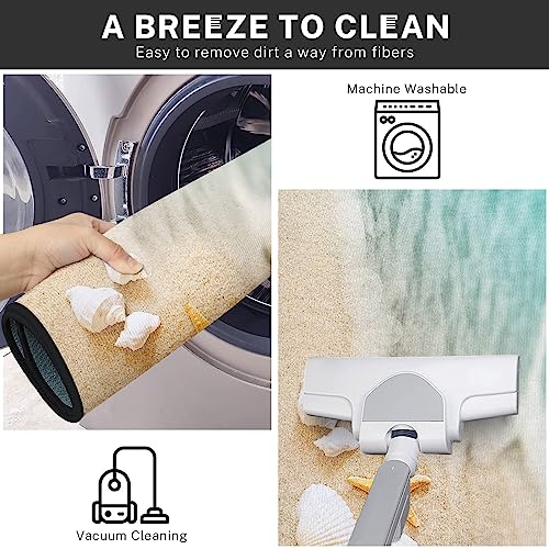 Tayney Summer Beach Kitchen Rugs And Mats Non Skid Washable Set Of 2, Seashore Starfish Shell Kitchen Mats For Floor, Tropical Beach Kitchen Runner Rug, Summer Kitchen Decor #TOP5