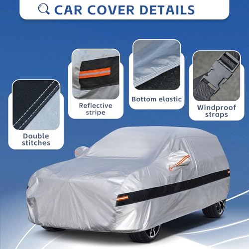 Image of Holhtly Car Cover Custom Fit for Nissan Kicks, Car Covers for Automobiles All Weather Waterproof Sun Snow Rain Wind Dust Protection, Outdoor Car Cover Gray & Black