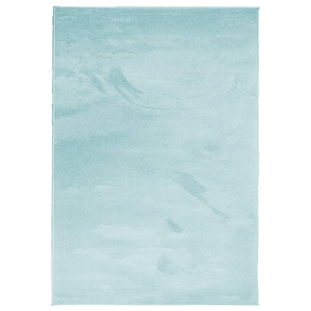 Tapis de salon vert 200x280 doux et moelleux compatible chauffage au sol