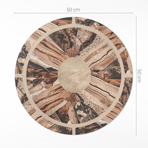 Tapis de sol vinyle élégant design chic marron rond ø50 cm pour décoration intérieure