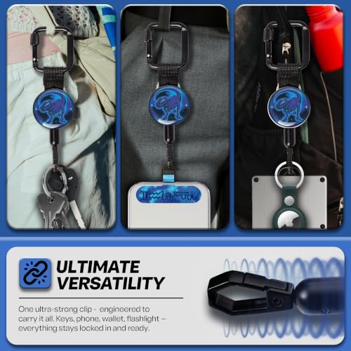 Image of ClutchLoop Retractable Anti-Theft Phone Tether Lanyard Locking Carabiner | Phone Leash with Steel Cable & Tether Tab. Ideal for Festivals, Hiking, Skiing, Fishing & Travel
