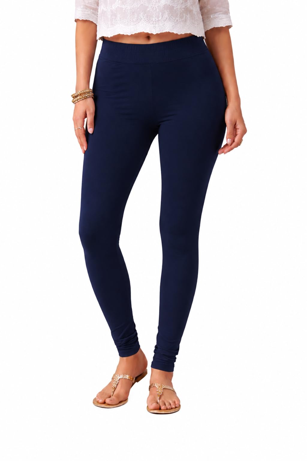 Women's 100% Cotton Leggings | High Waist Stretch Churidar Leggings | Soft Breathable Full Length Ethnic & Casual Wear-picture-46