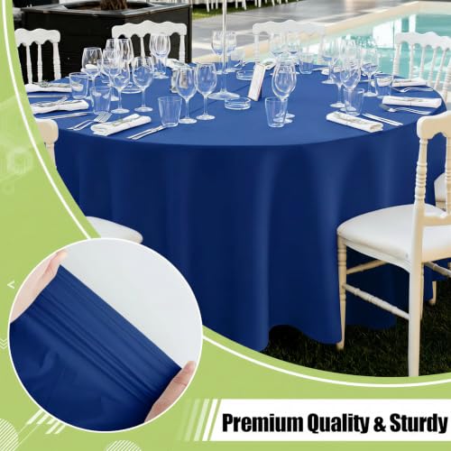 Image of Smiry Disposable Table Cloth - 6 Pack, 84 Inch Round Waterproof Tablecloths for Parties, Decorative Plastic Table Cover, Leakproof & Sturdy, Navy