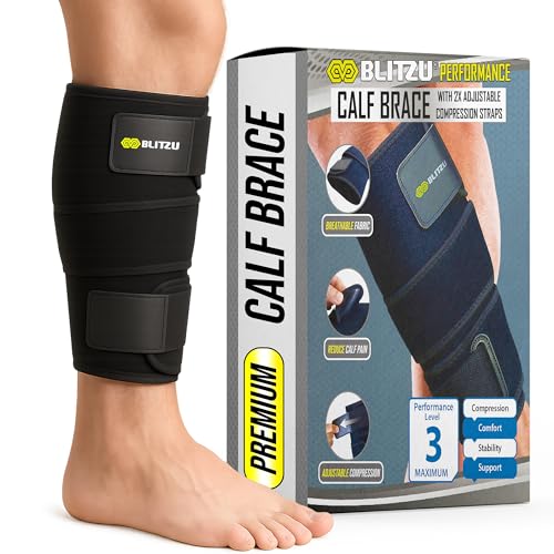 BLITZU Calf Brace for Torn Calf Muscle, Adjustable Neoprene Compression