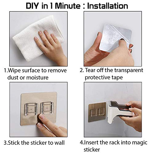 Image of KKD Plastic Self Adhesive Soap Holder Stand /Dish with Hanging Hooks - Wall Mounted, Bathroom Accessories /Organizer