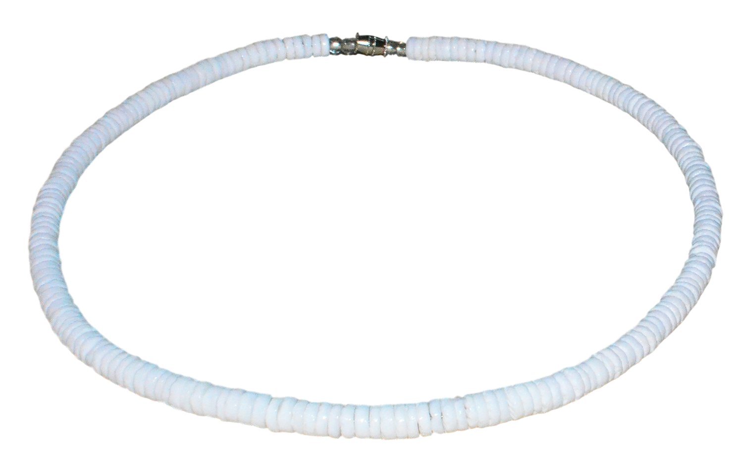 Native TreasureMens and Womens Tropical Summer Beach Surfer Necklace from the Philippines, White Ark Shells, Men Shell Necklace