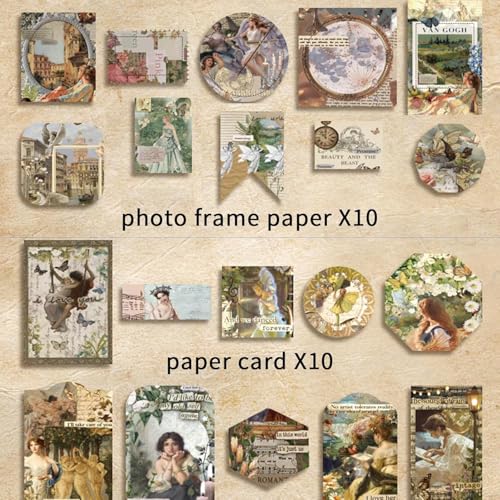 Image of 346Pcs Paper Vintage Aesthetic Scrapbook Kit Scrapbooking Supplies Kit With Bullet Junk Journal, Stationery, Washi Stickers A6 Grid Notebook Journaling Gift For Girl (Star and Art Museum)