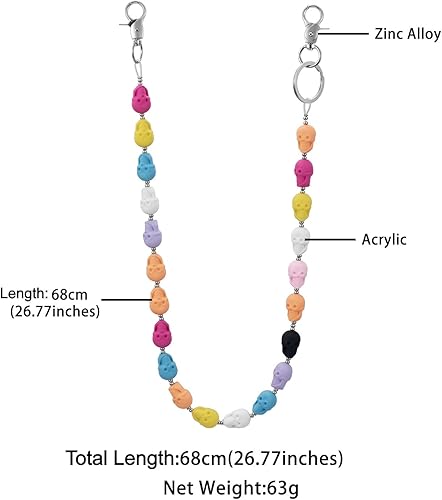 Miniatura 71 de Cadenas punk unisex para pantalones, cadenas de cinturón de alta resistencia, pantalones de hip hop, cadena de jeans con cierres de langosta