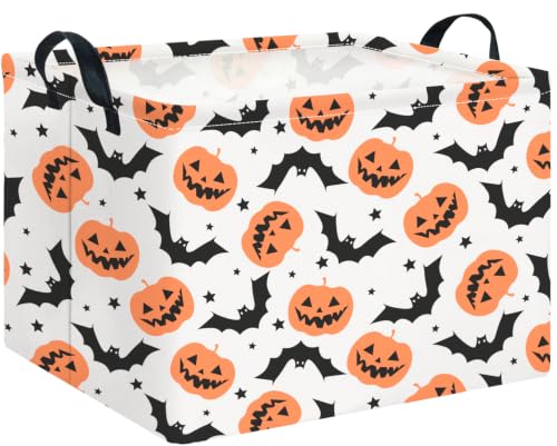 Image of CLOCOR Rectangular Storage Basket Empty,Gift Basket,Waterproof Storage Bin with Handles,Room Decor(Black Star Halloween)