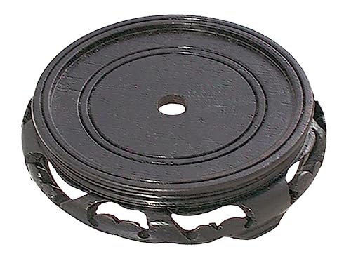 Image of B&P Lamp 5 1 /2 Inch Top Inset Diameter Oriental Wooden Base, Waxed Black Finish