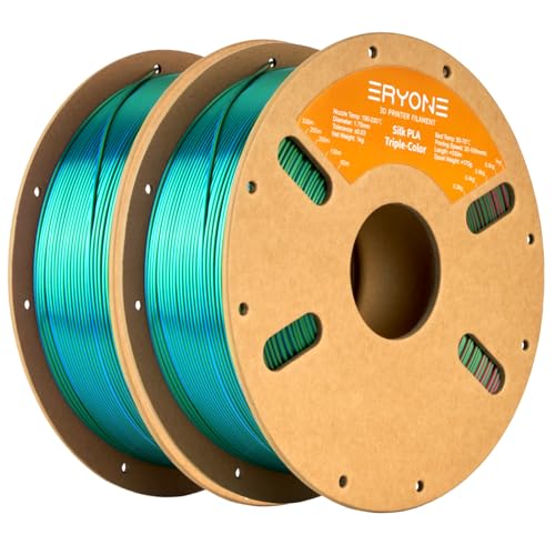 Image of ERYONE Silk Tri Color PLA Filament 3D Printer 1.75mm + /- 0.03mm, Multicolor Filament Tricolor PLA Bundle 2KG Cardboard Spool, Red Blue Green