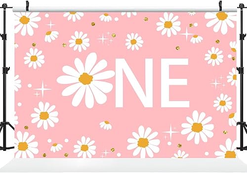 Miniatura 2 de Ticuenicoa Telón de fondo retro de 5 x 3 pies para primer cumpleaños, estilo bohemio, margarita, margarita, floral, Groovy, decoración de fiesta de