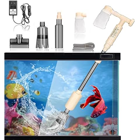 AUPERTO Aquarium Gravel Cleaner, 5 in 1 Automatic Fish Tank Gravel Cleaner Kit 18W Aquarium Siphon Vacuum Cleaner for Aquarium Cleaning, 80CM Cover