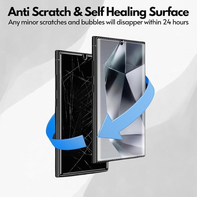 Image of Techsage Compatible Galaxy S24 (5G) Smartphone-Full Body Unbreakable 4 Layer Transparent Hydrogel Membrane (Not Glass) Back Screen Guard Protector (Scratchproof /Self Healing)(Matte)