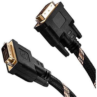 DVI Dual Link Cable 1M,Nylon Braided DVI-D 24+1 Dual Link Male to Male Digital Video Cable Gold Plated with Ferrite Core Support 2560x1600 for Gaming, DVD, Laptop, HDTV and Projector (3 Ft/1M)