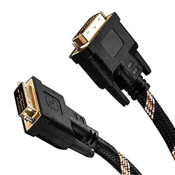 Dvi to Dvi Cable 65Ft,Nylon Braided DVI-D 24+1 Dual Link Male to Male Digital Video Cable Gold Plated with Ferrite Core Support 2560x1600 for Gaming, DVD, Laptop, HDTV and Projector (65Ft/20M)