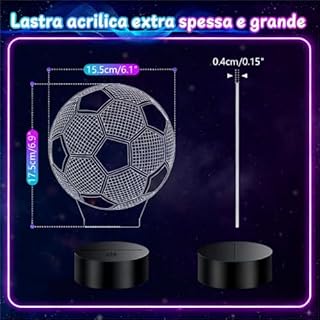 Polemera Regalo bambino 5 6 7 8 9 10 11 12 anni maschio, 3D Calcio Lampade con 16 colori cambia da telecomando, Regali di compleanno per ragazzi, ragazze e adolescenti, regalo comunione bambino