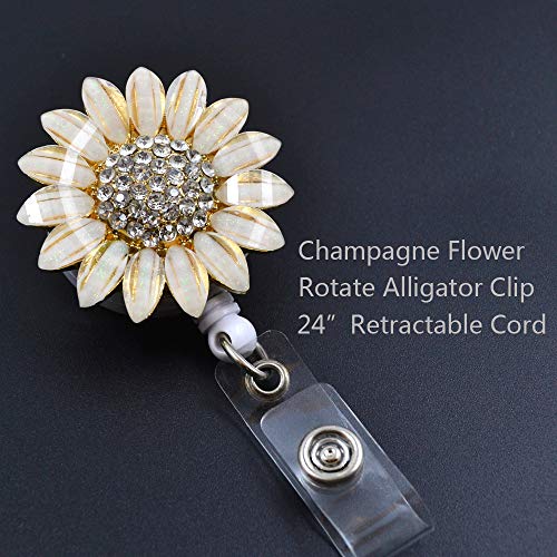 Ascrafter Luxury Flower Retractable Name Card Badge Holder With Alligator Clip, Id Badge Reel Clip On Card Holders #TOP1