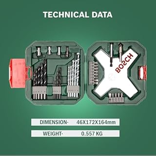 Bosch Set da 34 Pezzi di punte e bit avvitamento in titanio X-Line (per legno, pietra e metallo, accessori trapano)