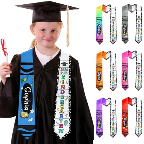 MyPhotoPrint Custom Kindergarten Graduation Stole 2026 Personalized Name Graduation Sash Customized Graduation Gift for Kids Son Grandson