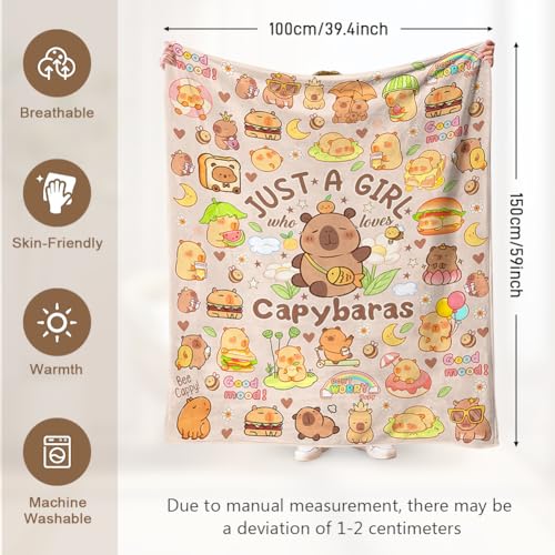 Capybara Decke Tagesdecken Flanell Freizeitdecke Weiche Wolldecke Leicht Bequem Warm Und Hautfreundlich Party Dekoration Plüschdecke Ideal Für Reisen Und Camping